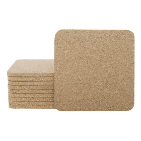 Aspire Cork Coasters Absorbent, Square Cork Pats 4" x 4" Heat-Resistant in Home Office