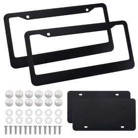 Muka 2 Pack Metal License Plate Frames, 2PCS Aluminum Frames and 2PCS Stainless Steel Plates