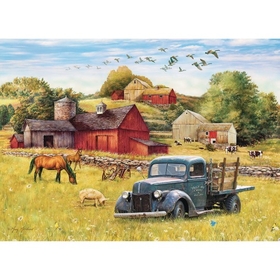 Outset Media Blue Truck Farm 35-Piece Tray Puzzle