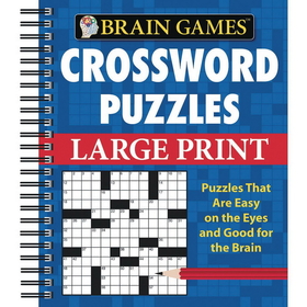 Brain Games&#153; Large Print Crosswords, Blue Cover