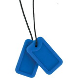 Chewigem Chewable Necklace Sensory Chew for Anxiety Reduction - Dog Tag Pendant, Blue