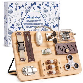 Assistex Wooden Fidget Busy Board for Adults