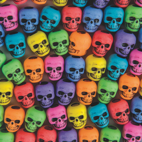 Beadery Assorted Color Skull Beads 1/4 lb Bag