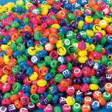 S&S Worldwide Neon Vowel Beads 1/2-lb Bag