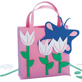 S&S Worldwide Pink Tulips Tote Bag&#169; Craft Kit