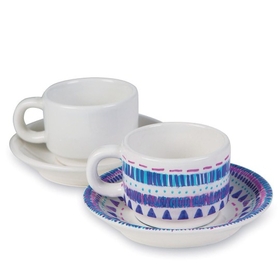 Color-Me Glazed Ceramic Cup and Saucer Sets
