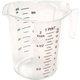 Winco PMCP-50 Measuring Cup W/ Red & Blue Markings, 1 pt, Clear, Plastic (Pack of 12)