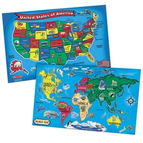 S&S Worldwide Floor Puzzle Set World and USA Maps