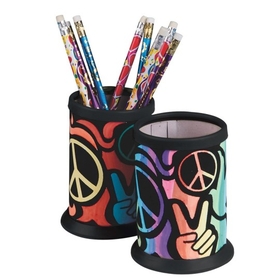 S&S Worldwide Peace Sign Velvet Art Pencil Holder Craft Kit