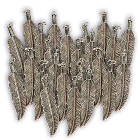 Solid Oak Feather Charms