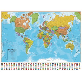 LR4481 Laminated World Wall Map Blue Ocean Series, 24" x 36"