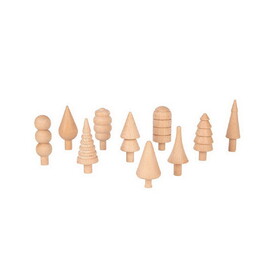 LEARNING ADVANTAGE Woodland Trees Set, Wood Figures for Imaginative Play (Set of 10)