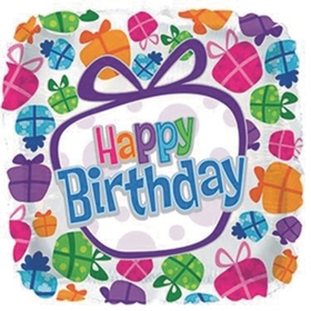 17" Happy Birthday Mylar Balloons, Dancing Present