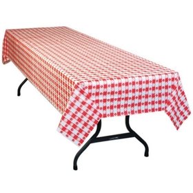 Table-Mate Table Mate 54" x 108" Red Gingham Plastic Table Cover Value Pack