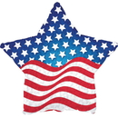 CTI Industries Patriotic Balloon with Flag Design, 17" Star Shaped (Pack of 10)