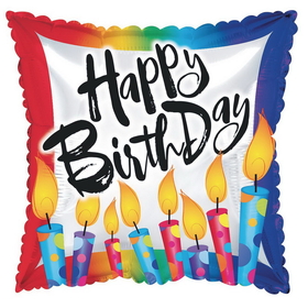 CTI Industries Happy Birthday 17" Mylar Square Balloons, Blow out the Candles (Pack of 10)