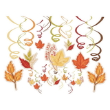 Amscan Fall Foliage 30-Piece Swirl Hanging Decorations Mega Value Pack (Pack of 30)