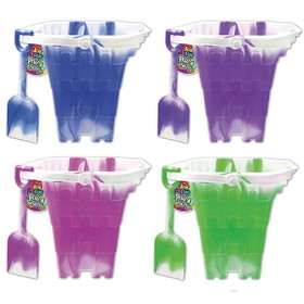 8" Assorted Color Sand and Water Buckets with Shovels