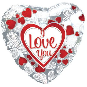 CTI Industries NL646 I Love You Mylar Balloons, Heart Shaped, 17" (Pack of 10)