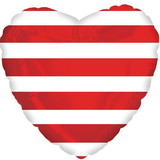 CTI Industries NL647 Red and White Striped Mylar Balloons, Heart Shaped, 17