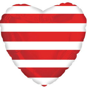 CTI Industries NL647 Red and White Striped Mylar Balloons, Heart Shaped, 17" (Pack of 10)