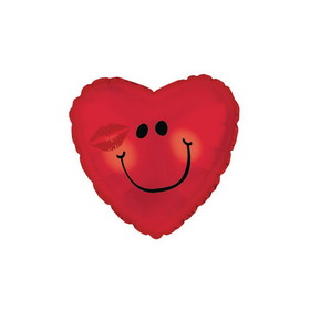 CTI Industries NL648 Smiley Kiss Face Mylar Balloons, Heart Shaped, 17" (Pack of 10)