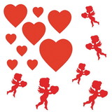 NL651 Heavy-Duty Valentine's Day Cutout Decorations, Cupid and Hearts
