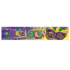 Beistle Mardi Gras Banner 12" x 5'
