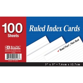Bazic Products 3" x 5" Ruled Index Cards (pack of 100)