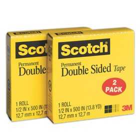Scotch Double-Sided Tape, 1/2" x 500"