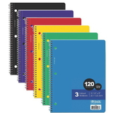 Bazic Products 3-Subject College Ruled Spiral Notebooks Value Pack