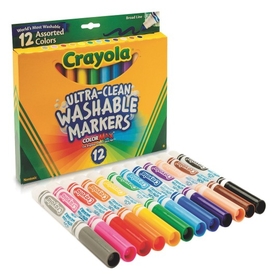 Crayola Washable Markers, Conical Tips (box of 12)