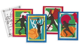 S&S Worldwide Sand Art Boards 5"x7" - Sports (pack of 12)