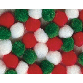 S&S Worldwide Pom Poms, 1" - Holiday Colors