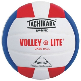 Tachikara SV-MNC Leather Volleyball, Scarlet/White/Royal