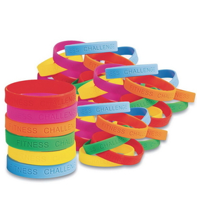 S&S Worldwide Silicone Fitness Challenge Award Bracelets (Pack of 48)