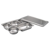 Muka Stainless Steel Divided Dinner Box with Lip, Lunch Container Food Plate Deep Compartment