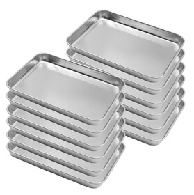 Muka 12 Pack Stainless Steel Tray Pan for Kitchen Baking, Lab Instrument Supplies, Tattoo Tool