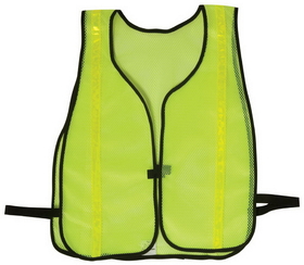 Safety Flag Vests - Economy Style 100% Polyester Mesh w/ Reflective Lime-Yellow