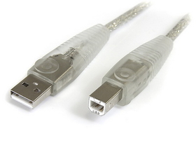 Startech 10 ft Transparent USB 2.0 Cable - A to B, USB2HAB10T