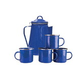 Stansport 11230 Enamel Percolator Coffee Pot & 4 Mug Set Blue