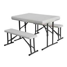 Stansport 616 Folding Table With Bench Seats -White- 44 In X 26 In X 28 In