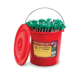 Stansport 818-100 T-Top Nail Stake-Bucket Pack - 100 Min - Steel