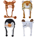 TopTie Customized Animal Hat Embroidery Plush Accessories With Ear Flap, Furry Animal Hood Cap