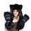 TopTie Customized Faux Fur Hat Womens Scarf Embroidery With Ear Flap, Hoodie Furry Mittens And Paws