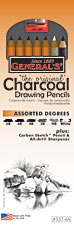 General Pencil 557-6A Charcoal Pencil Kit - 8Pc