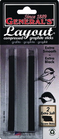 General Pencil 955-2BP Layout Compressed Graphite Sticks - 2Ct