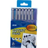 Pro Art PRO22108 Black Artist Illustrating Pens - 8Pk