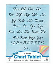 Pacon 74731 1" Ruled Colored Curstive Chart Tablet