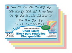Pacon 74732 1" Ruled Colored Cursive Chart Tablet